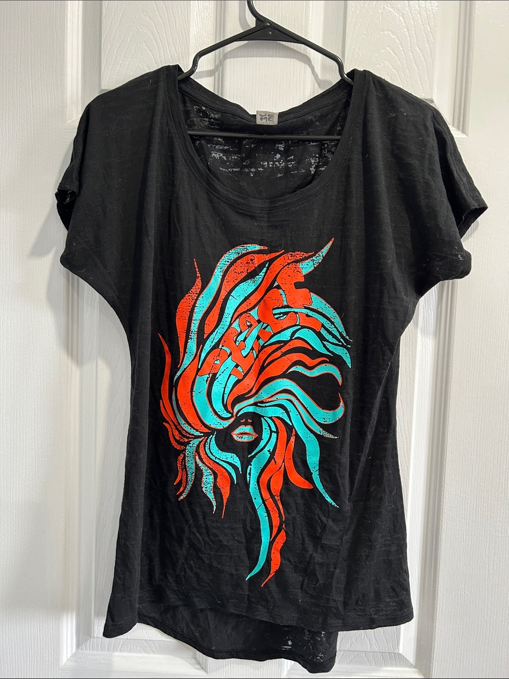 Zumba Fitness Black Short Sleeve Tee with Turquoise & Orange Graphic